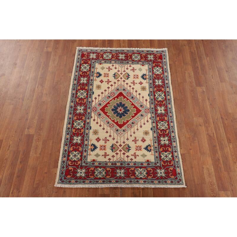 Kazak Accent Rug Handmade Wool Carpet - 3'4" x 4'10"