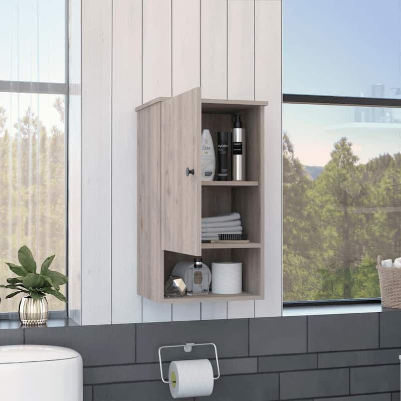 Medicine Cabinet with Single Door, One Open Shelf, Two Interior Shelves, Soft-Close Hinges,Bathroom or Kitchen Storage