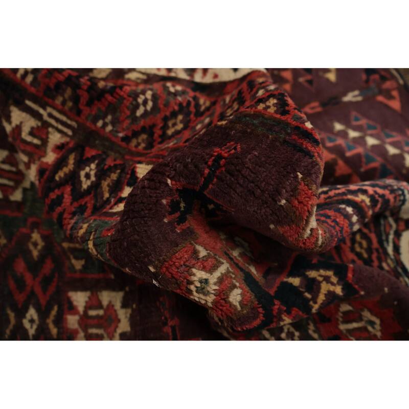 Hand Knotted Oriental 100% Wool Carpet Traditional Geometric Red Bokhara Area Rug - 9' 5'' X 5' 10''