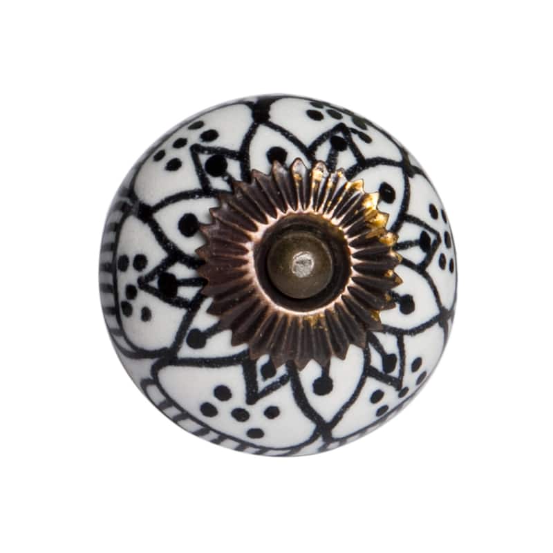 Set of 8 Ceramic and Metal Drawer Pull Knobs with Floral Design - 1.50” x 1.50” x 1.50”