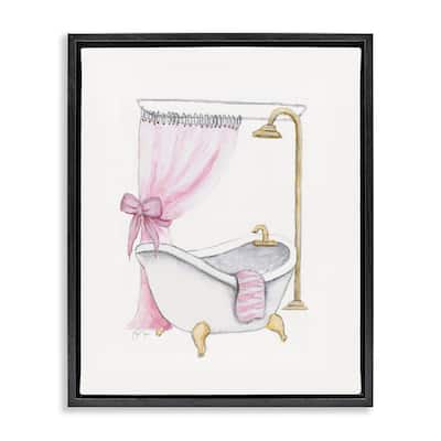 Stupell Simple Glam Bathroom Tub Framed Floater Canvas Wall Art Design By Janet Tava