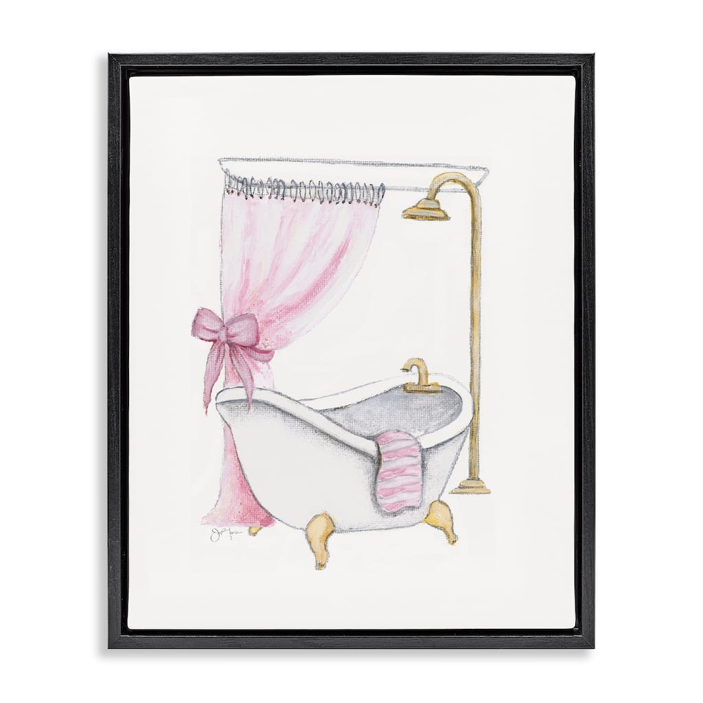 Stupell Simple Glam Bathroom Tub Framed Floater Canvas Wall Art Design By Janet Tava