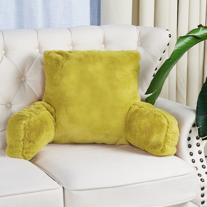 Home Soft Things FoxFauxFur Bedrest - 20" x 18" x17" - Lemon Curry