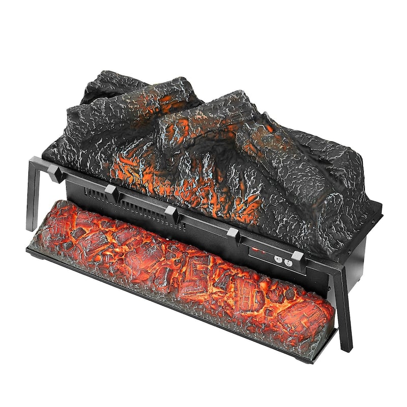 1500W Electric Log Heater with Timer and Remote Adjustable Brightness - 25-Inches