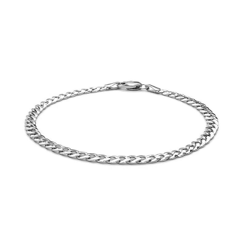 MayaMila 3.6mm 14k White Gold Solid Curb Bracelet