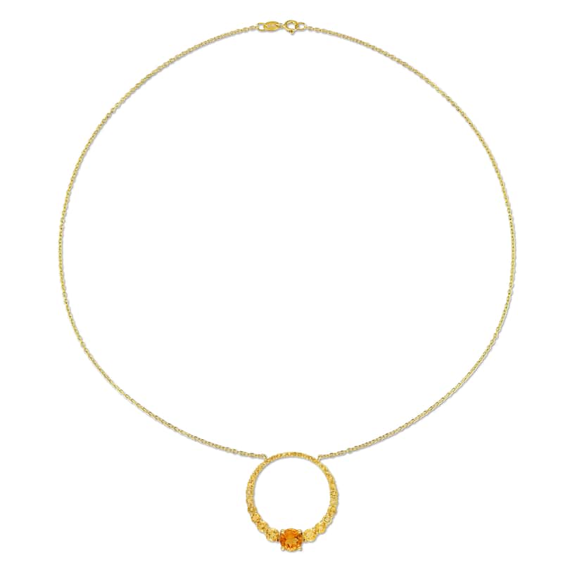 Miadora Citrine and Madeira Citrine Open Circular Necklace in Yellow Plated Sterling Silver