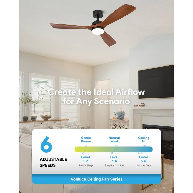 CO-Z 52" 3 -Blade Color-Changing LED Ceiling Fan With Light and Remote