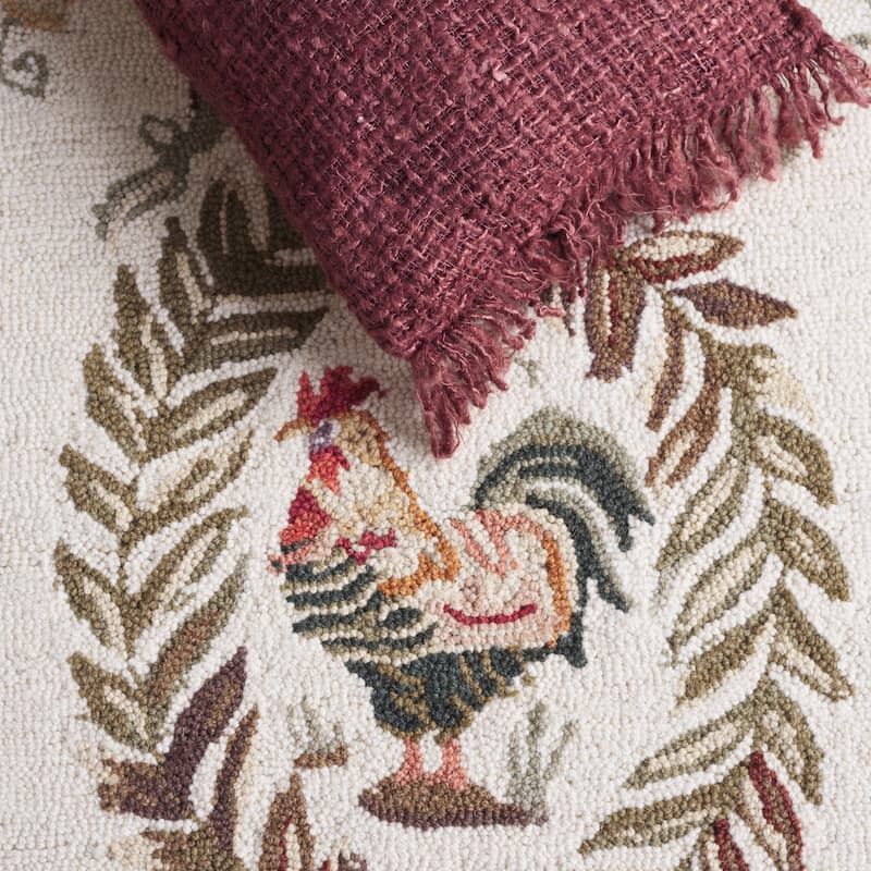 SAFAVIEH Handmade Chelsea Asmaa French Country Rooster Wool Rug