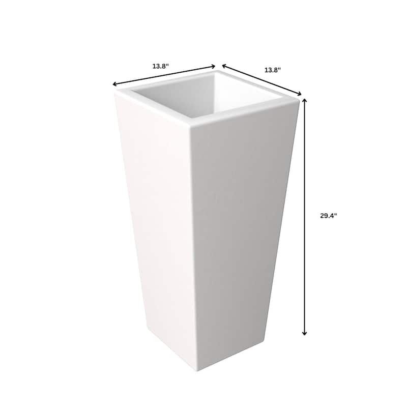 Orna Handcrafted Mid-Century Modern Fiberstone MGO Planter with Drainage, Weather-Resistant Indoor Outdoor Decorative Plant Pot