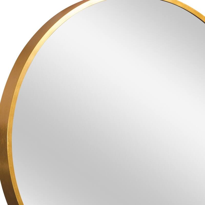 HomeRoots 20" Gold Aluminum Round Framed Bathroom Vanity Mirror - 20.00 in. x 20.00 in. x 1.10 in.
