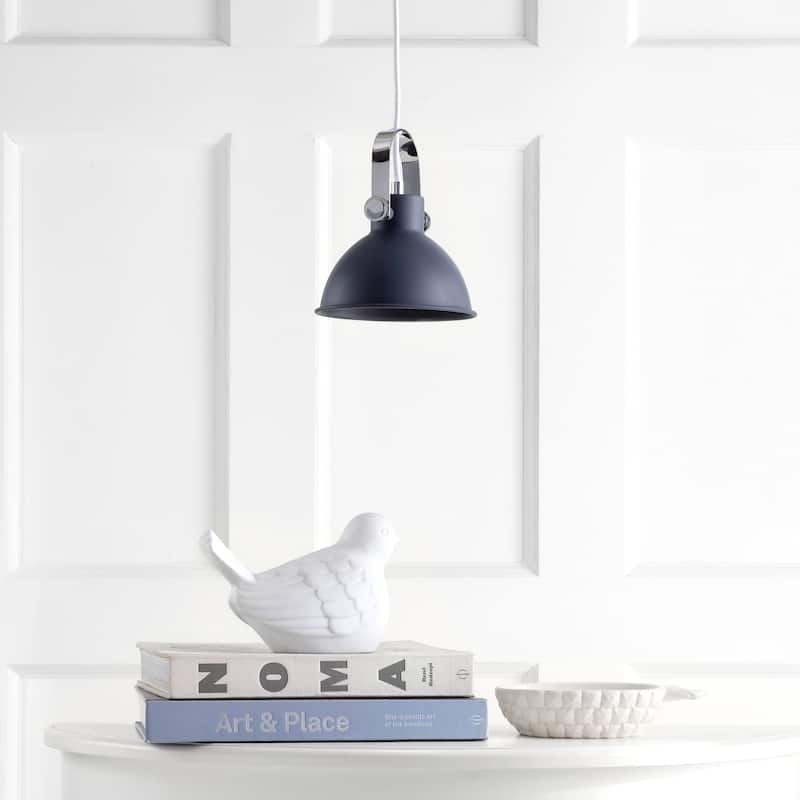 SAFAVIEH Lighting Orhideea Adjustable 1-Light Led White Pendant - 6.25"x6.25"x10-82" - 6Wx6Dx82H - Dark Grey