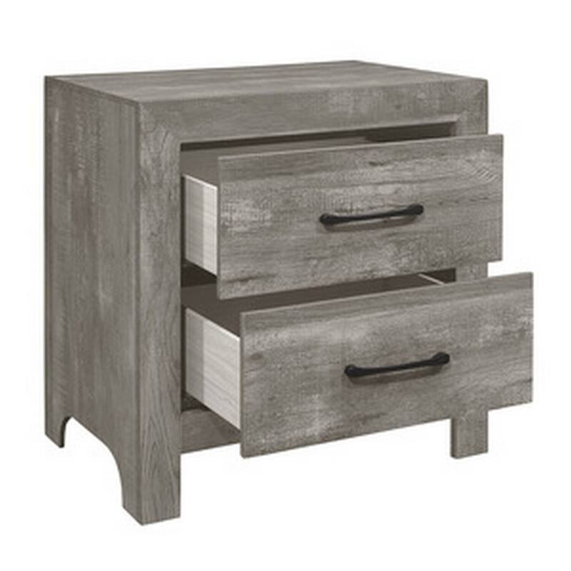 Gray/Black 2 Drawer 24 in. W Nightstand with Sturdy Hardware and Ample Storage