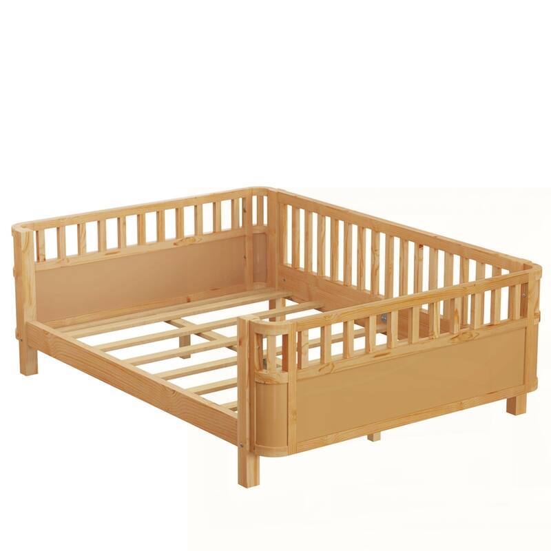 Wood Low Profile Bed with Rails