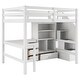 preview thumbnail 14 of 16, Full Size Loft Bed with L-Shaped Desk and Drawers, Cabinet and Storage Staircase, Gray