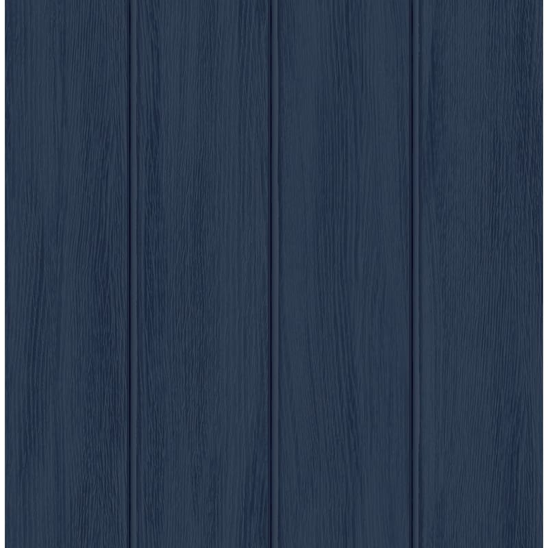 Seabrook Designs Faux Wood Panel Prepasted Wallpaper - 20.5 in. W x 33 ft. L - 20.5 in. W x 33 ft. L - Naval Blue