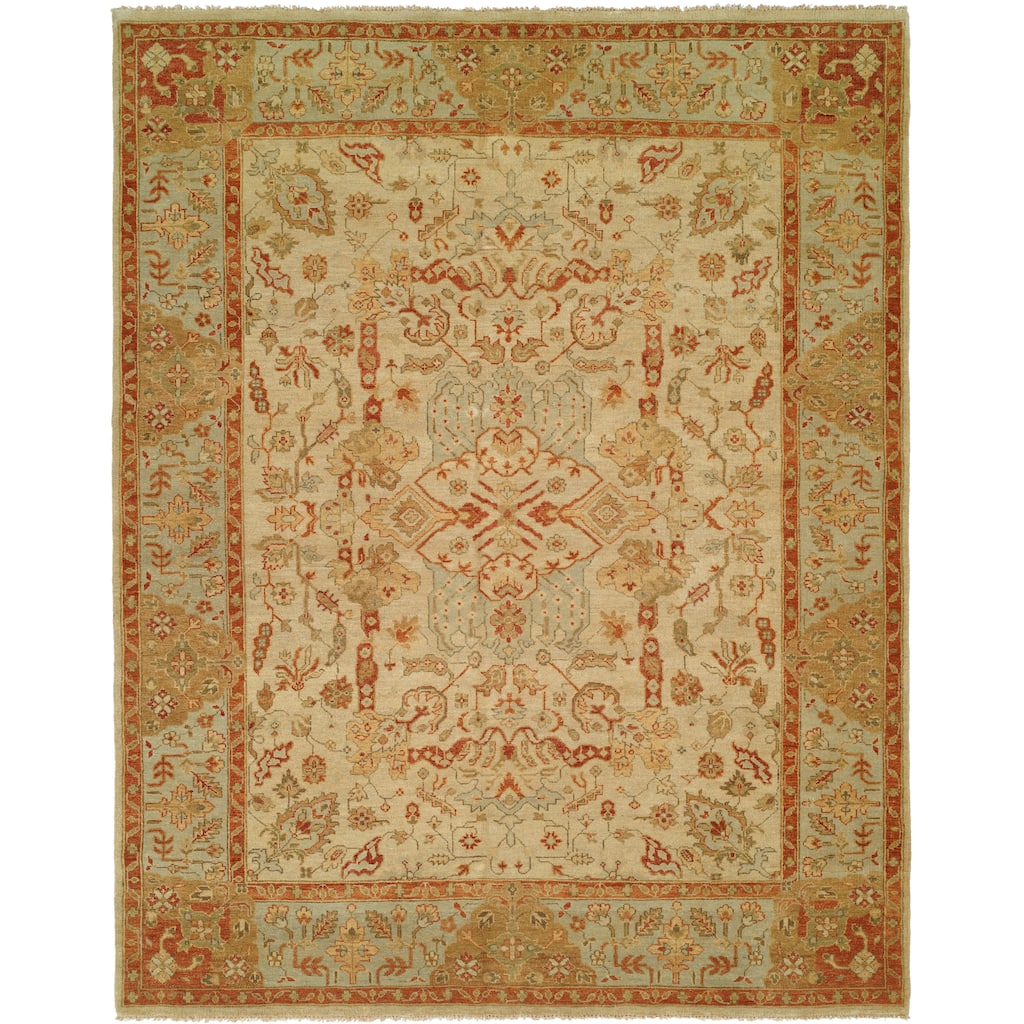 Traditional Multi-Colored Hand-Knotted Wool Area Rug