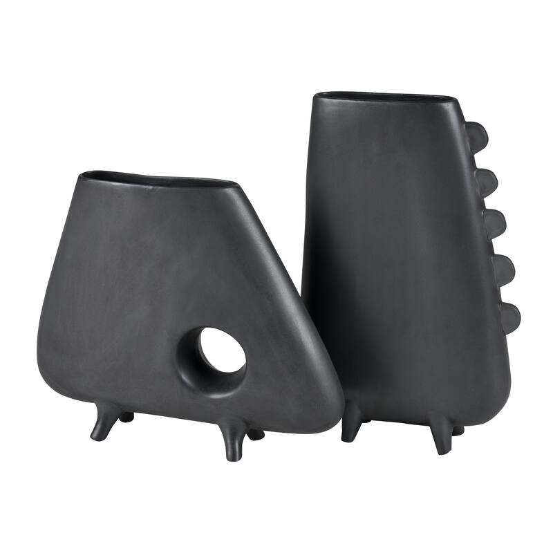 Elk Home Sharpe Black Earthenware 9.25 Inch Wide Vase