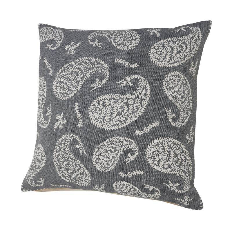 Handwoven Geometric Paisley Square Throw Pillow - 20" - Gray and White
