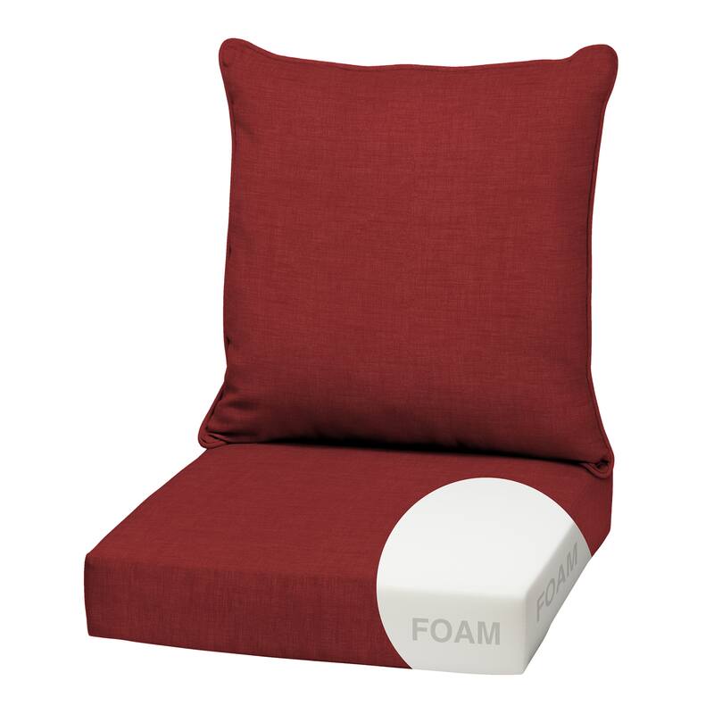 ARDEN Outdoor Foam Deep Seat Cushion Set, 22 in x 24 in - Ruby Red Leala