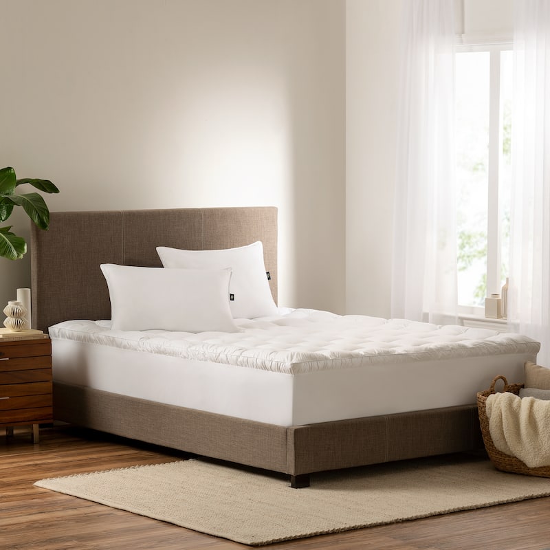 Serta Down Illusion Pillowtop Mattress Topper, Down Alternative - White - Twin