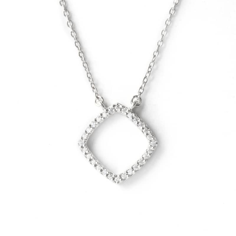 1/10ct Diamond Geometric Pendant Necklace in Silver for Women