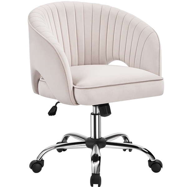 Yaheetech Velvet Office Chair with Tufted Barrel Back Rolling Wheels Adjustable Seat Height N A On Sale Bed Bath Beyond 39392998
