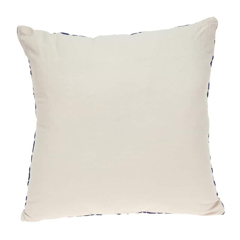 HomeRoots 22" Beige and Indigo Floral Cotton Throw Pillow With Embroidery