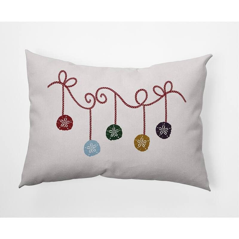 Sanddollar Ornaments Christmas Indoor/Outdoor Throw Pillow - 14" x 20" - Snow