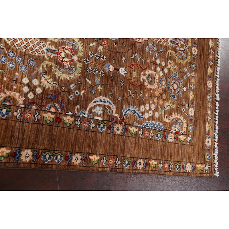 Vegetable Dye Floral Ziegler Oriental Area Rug Wool Handmade Carpet - 5'0" x 6'7"