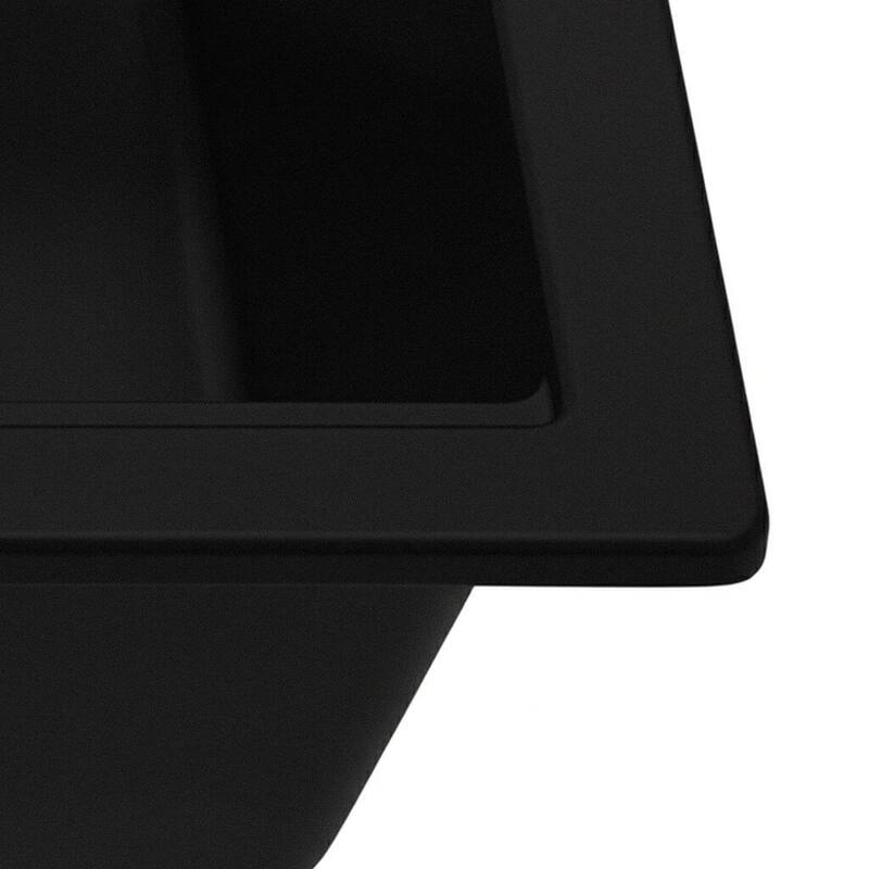 Ruvati 20-inch epiCube Granite Composite Workstation Matte Black Drop-in Bar Prep Sink - RVG1620BK