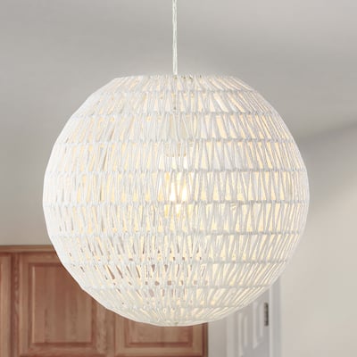 Campana 1-Light Bohemian Modern Woven Rattan/Iron LED Pendant, by JONATHAN Y