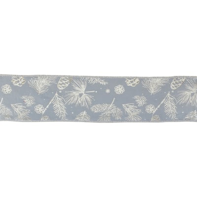 Set of 2 Wired Ribbon 4x5 Yds with Pinecone Print for Holiday Decor - 180" x 4" x 0.25"