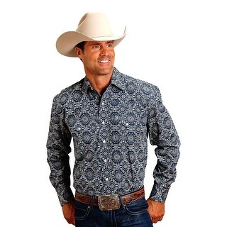 blue bandana dress shirt Mens Floral Paisley Short Sleeve Button Up Collared Vacation Bandana S –  Alovha main image 0