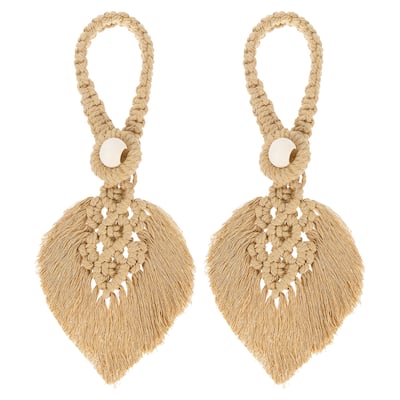 Tassel Curtain Tiebacks, Bohemian Leaf Curtain Holdbacks