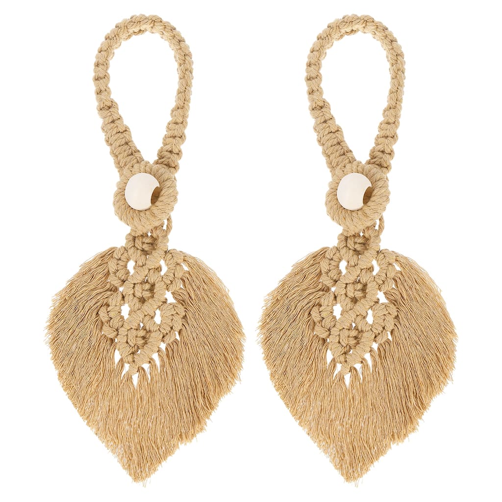 Tassel Curtain Tiebacks, Bohemian Leaf Curtain Holdbacks