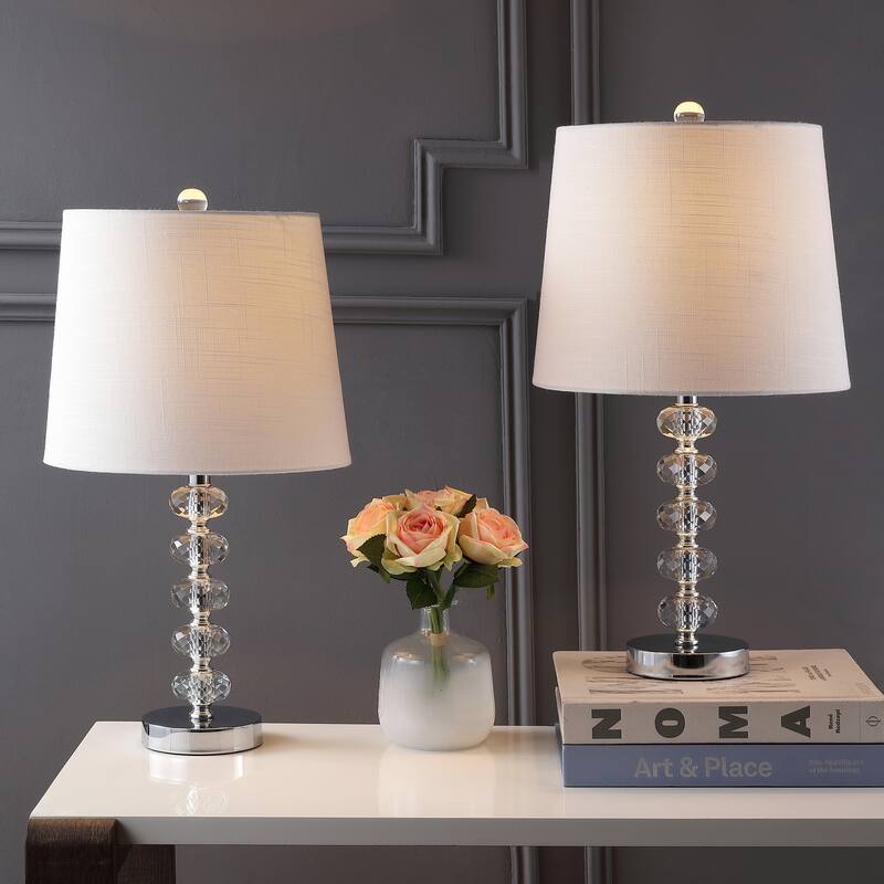 Mark 22" Glass/Metal LED Table Lamp, Clear/Chrome (Set of 2) by JONATHAN Y