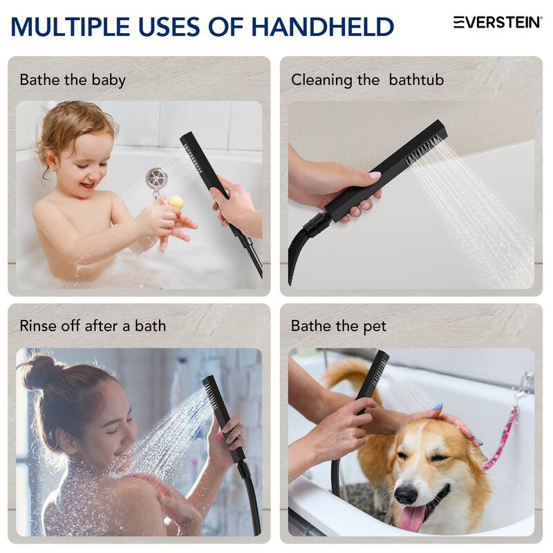 Waterfall Tub Faucet with Rough-in Valve,Wall Mounted Tub Spout with Handheld Shower