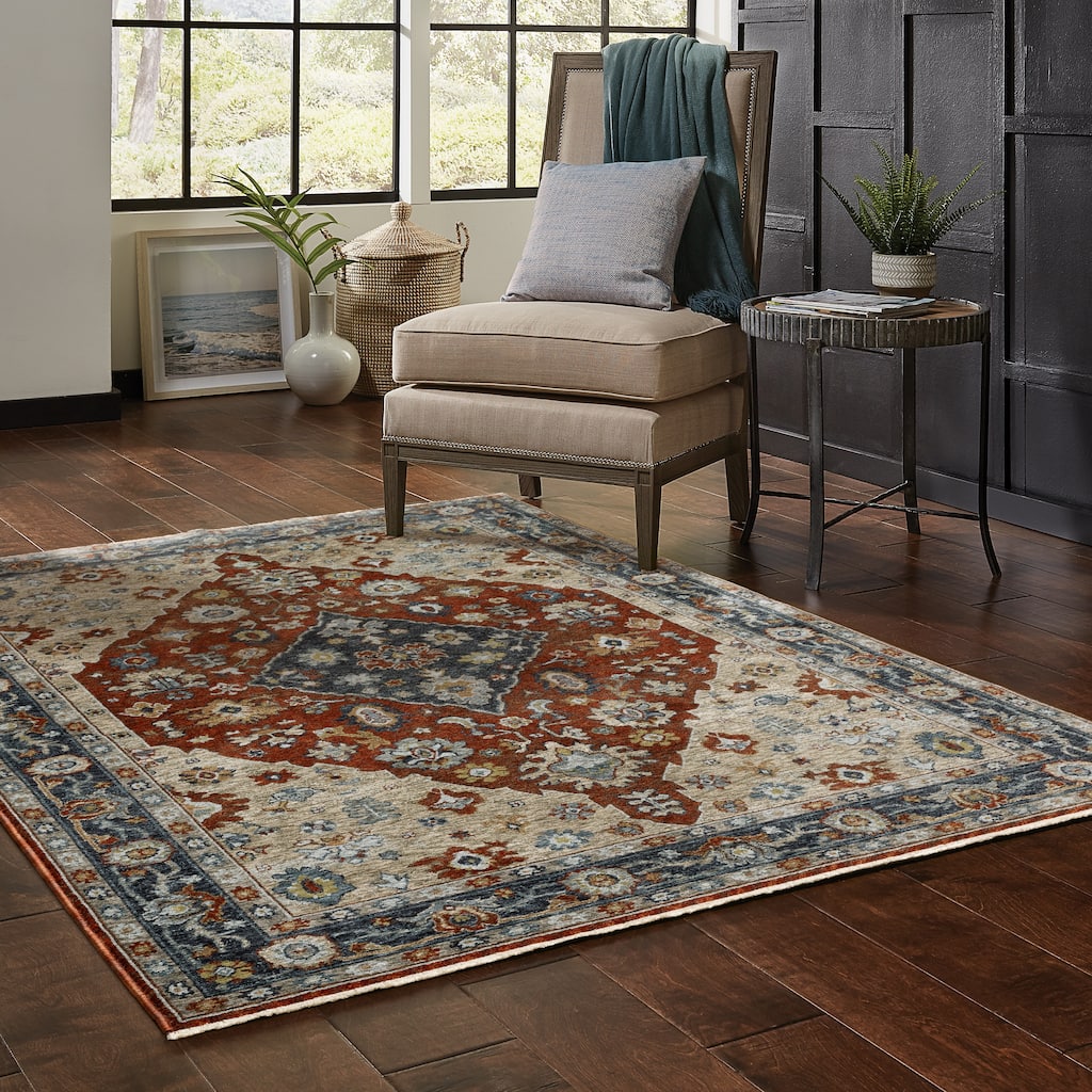 Style Haven Amelie Vintage Medallion Rust/ Blue Indoor Area Rug