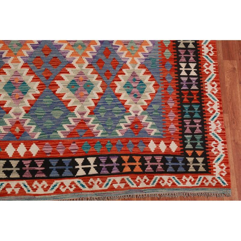 Reversible Kilim Oriental Area Rug Flatweave Home Decor Wool Carpet - 9'9"x 12'7"