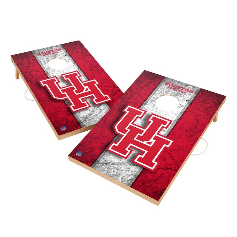 Vintage Houston Cougars 2x4 Tailgate Cornhole Boards - Include Team Bags + Carry Case