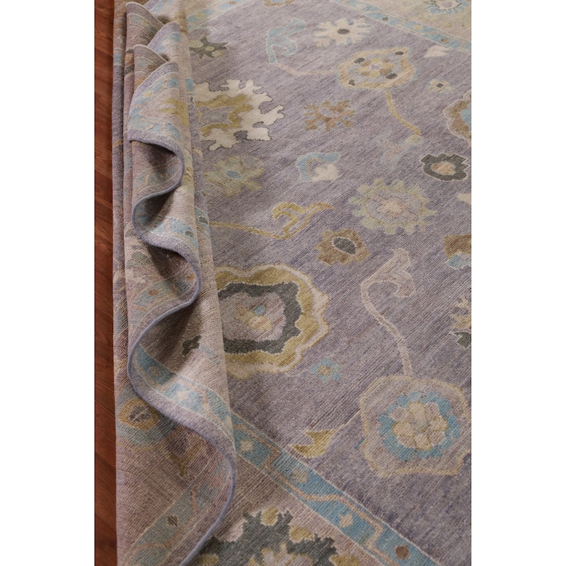 Hand Knotted Oriental 100% Wool Carpet Transitional All-Over Purples Oushak Area Rug - 9' 10'' X 8' 0''