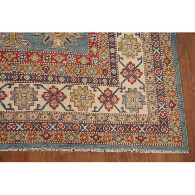 Light Blue Kazak Oriental Area Rug Hand-Knotted Wool Carpet - 8'4" x 11'8"