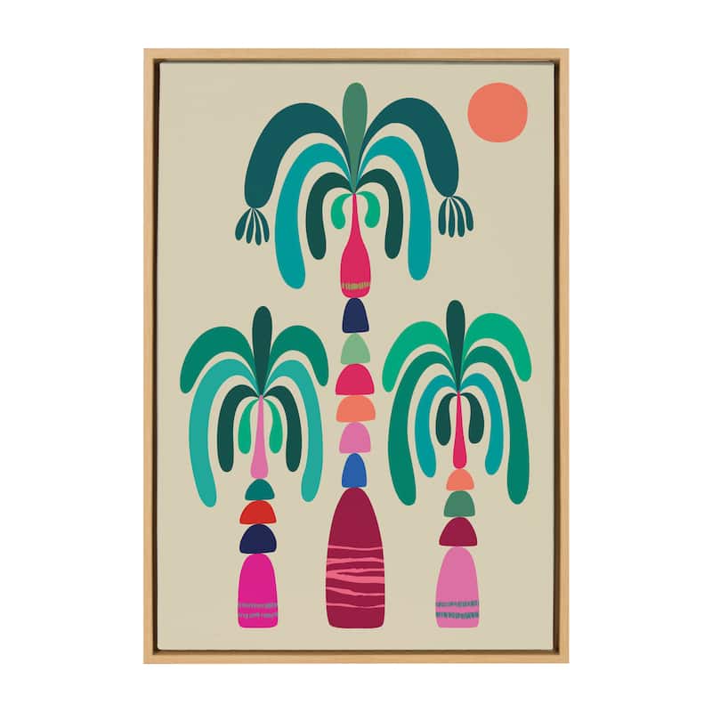 Kate and Laurel Sylvie MCM Palm Trees Framed Canvas by Rachel Lee