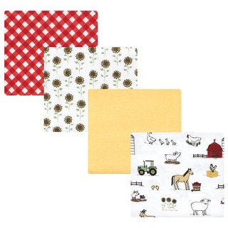 Hudson Baby Infant Girl Cotton Flannel Receiving Blankets, Girl Farm, One Size - Girl Farm - One Size