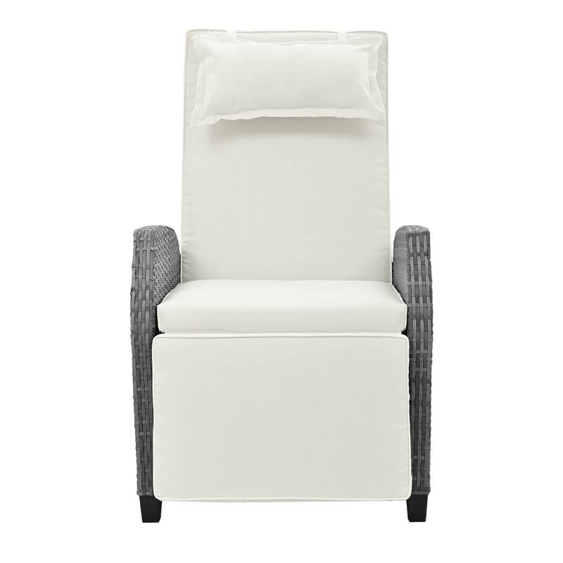 3 Pcs Patio Furniture Set, Patio Recliner Chairs Set of 2, Patio Conversation Set w/ Side Table, Outdoor Rattan Reclining Chairs