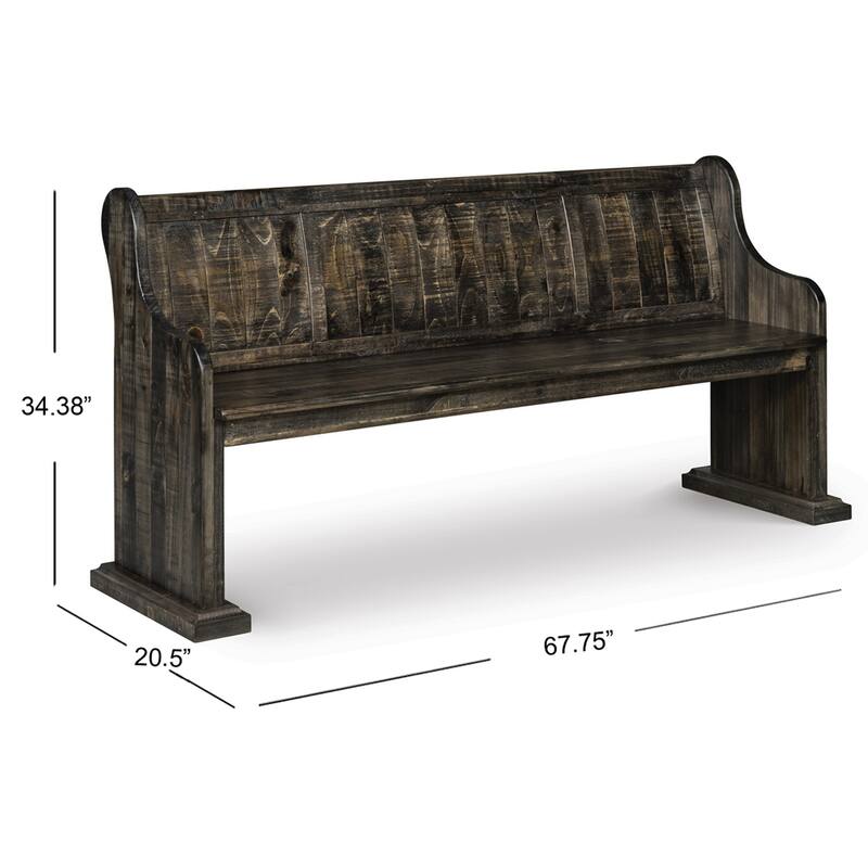 Magnussen Home Bellamy Peppercorn Bench - 67.75"W x 20.5"D x 34.38"H