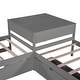 preview thumbnail 13 of 22, Twin Size L-Shaped Corner Platform Beds with Trundle and Drawers Linked with Built-in Desk