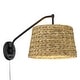 preview thumbnail 5 of 3, Golden Lighting Ryleigh 12" Tall Wall Sconce with Woven Sweet Grass