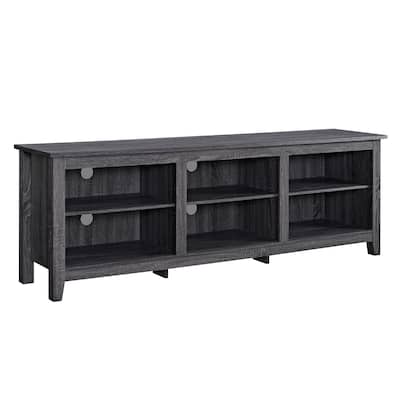 Modern Transitional 3-Shelf Open Storage 70" TV Stand for 80" TVs - Charcoal
