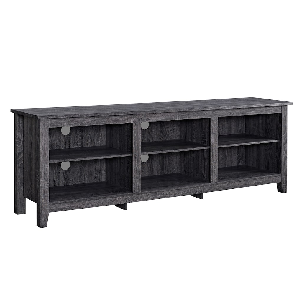 Modern Transitional 3-Shelf Open Storage 70" TV Stand for 80" TVs - Charcoal